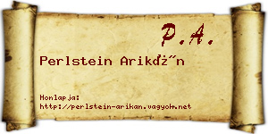 Perlstein Arikán névjegykártya